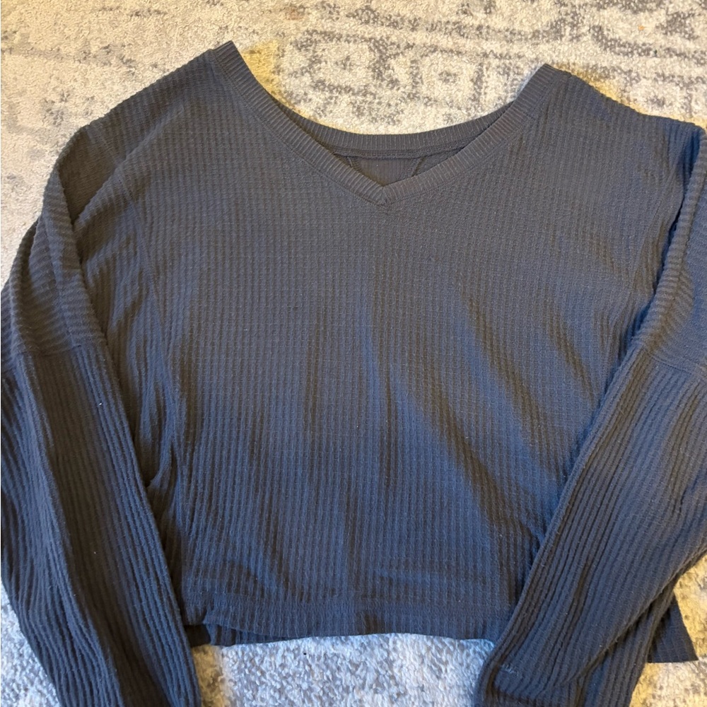 Aeropostale Gray Ribbed Knit Top